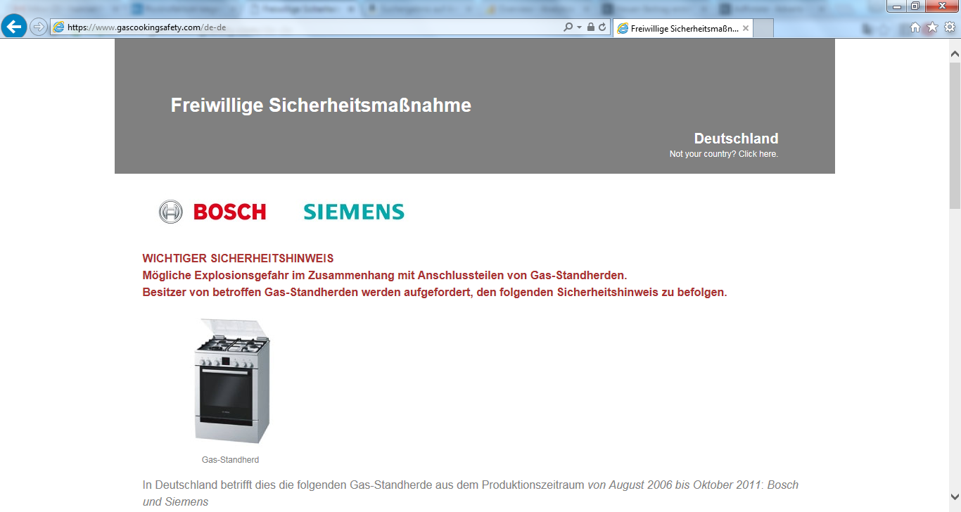 Bosch Siemens Hausgeräte Gas Standherde