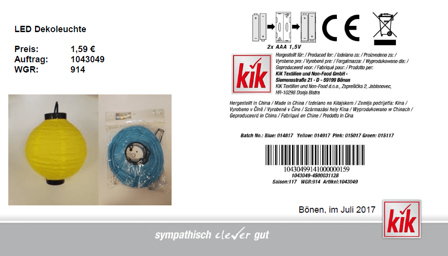 Rückruf KiK Textil Discount kurzanleitung.net