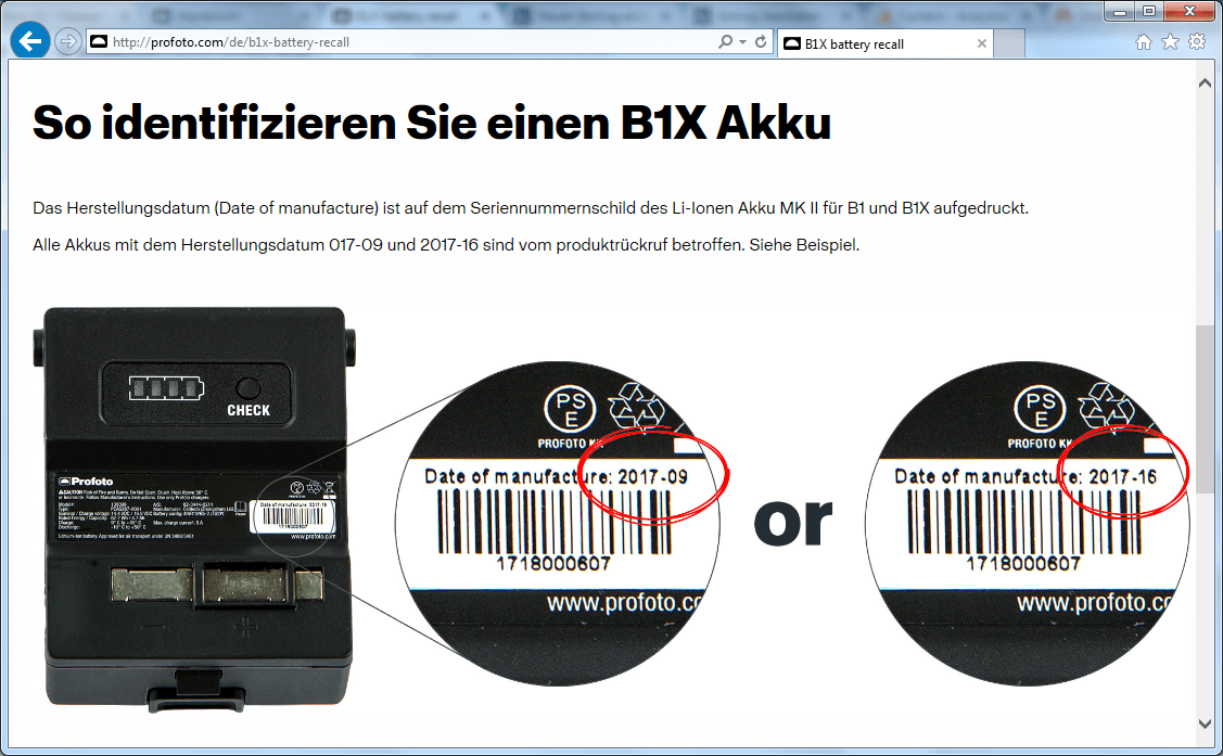 Rückruf Profoto Akku kurzanleitung.net