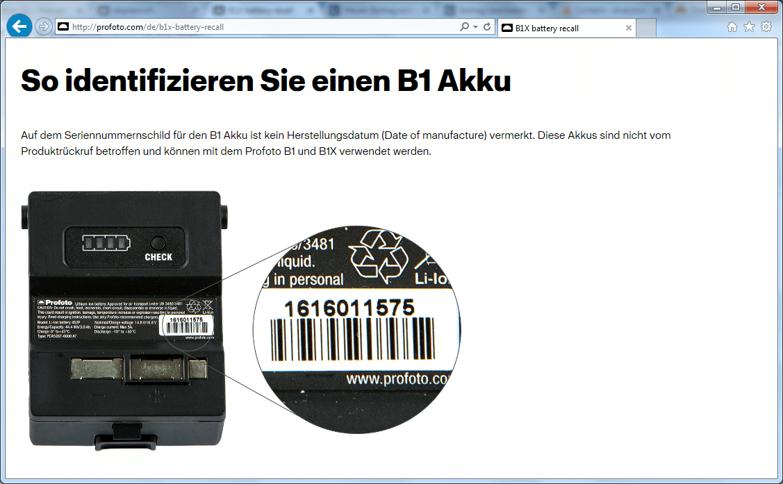 Rückruf Profoto Akku kurzanleitung.net